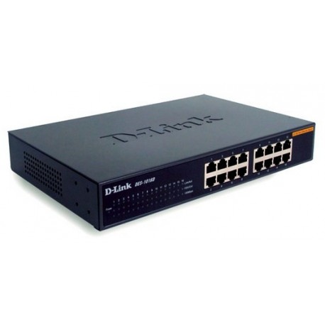 D-Link DES-1016D/E Switch de Rede Não-gerido (10/100), Full Duplex, RJ45, 16 Portas, Preto, Cinzento - 0790069221279