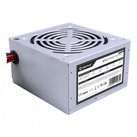 UNYKA Fonte de Alimentação, 500 W, 20+4 PIN ATX, Ventilador 12 cm, Cinza - 6940533542759