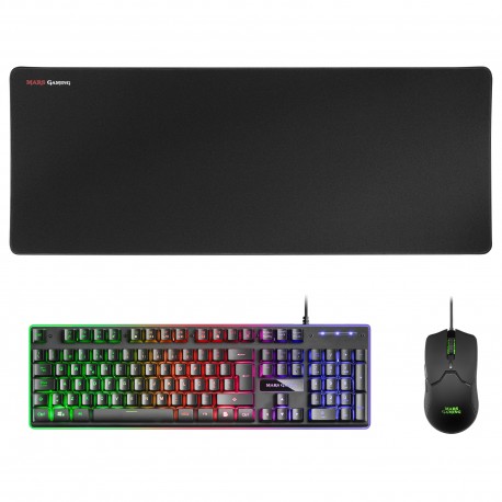 Teclado MARS GAMING MCPX GAMING 3IN1 RGB. KEYBOARD. MOUSE. XL MOUSEPAD. BLACK. PORTUGUESE - 4710562759013