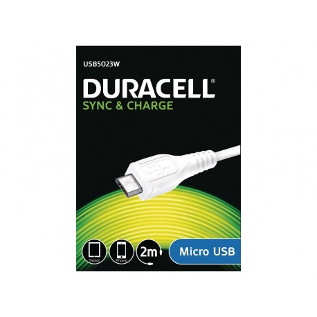 Cable Usb 2.0 Duracell Usb5023w/ Usb Macho - Microusb Macho/ 2m/ Blanco - 5055190170694