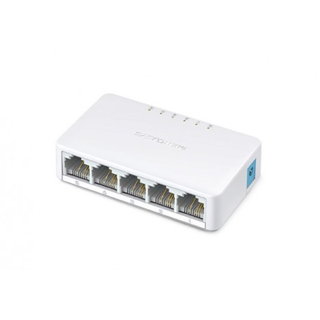 Switch MERCUSYS 5-port 10/100M Mini Desktop Switch. 5 10/100M RJ45 Ports. Plastic Case - 6957939000363