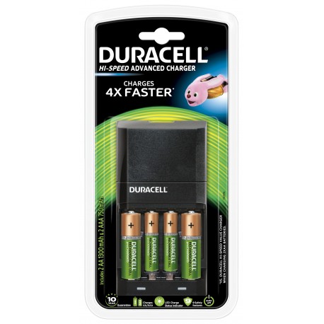 Duracell CEF27 Carregador de Pilhas AC para 2 Pilhas AA e 2 Pilhas AAA com 4 Pilhas Incluídas - 5000394036529