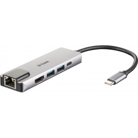 Hub Usb 3.0 Tipo-c D-link Dub-m520/ 2 Puertos Usb/ 1 Hdmi/ 1 Rj45/ 1 Thunderbolt/ Gris - 0790069447884