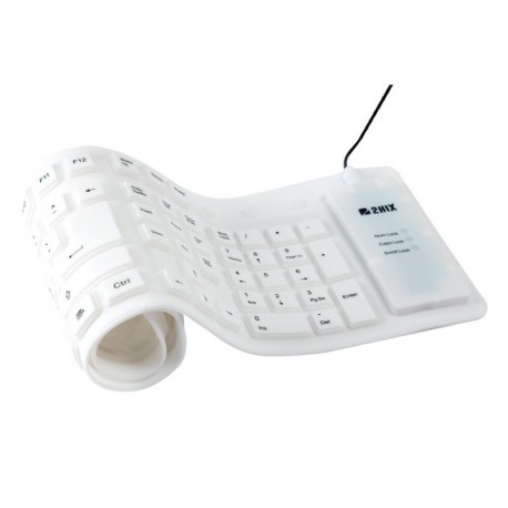 Teclado 2HIX Silicon Lavavel E Flexivel USB Branco - 5600229898737