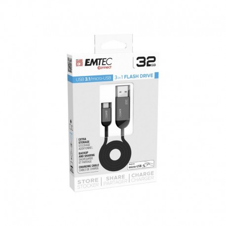 Cabo Emtec Com Pen Usb 3.1 E Micro Usb 32Gb - 3126170157669