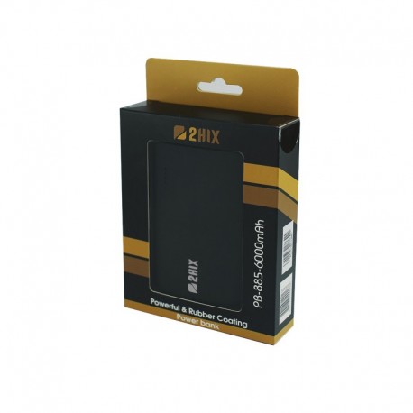 PowerBank 2Hix PB-885 6000Mah 2*Usb Preto C/Led - 6801233200168