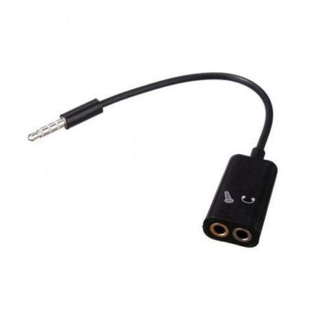 ADAPTADOR 2 JACK 3.5MM MICRO+SOM PARA JACK 3.5"MM - PRETO - 8716309075442