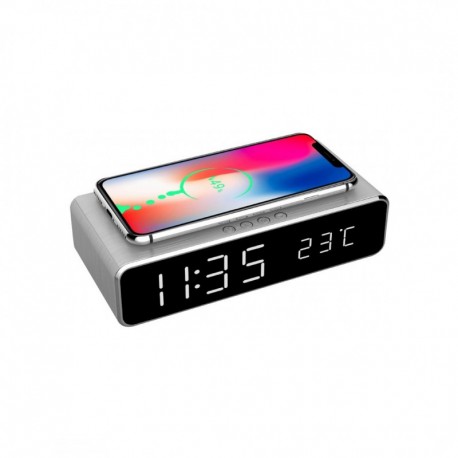 Carregador Wireless Com Relogio Gembird Cinza - 8716309107853