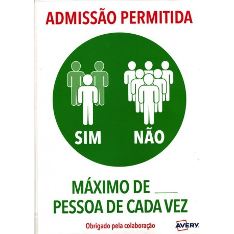 Avery Covid A4 - Admissão Permitida - 8007827200622
