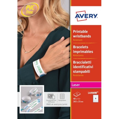Avery Events Printable Wristbands L4900W White - 5014702085093