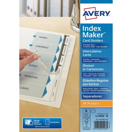 Avery Paper Dividers 01638061 6 Sep, White - 3148240020031