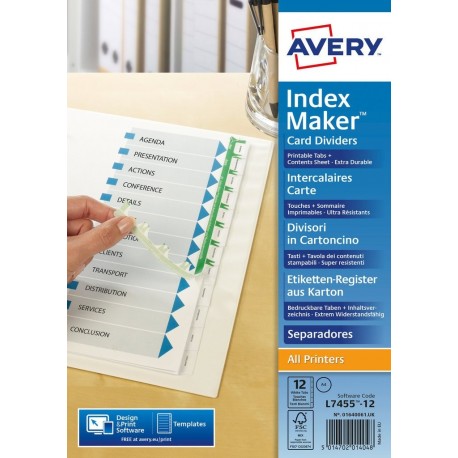 Avery Paper Dividers 01640061 12 Sep, White - 3148240020093