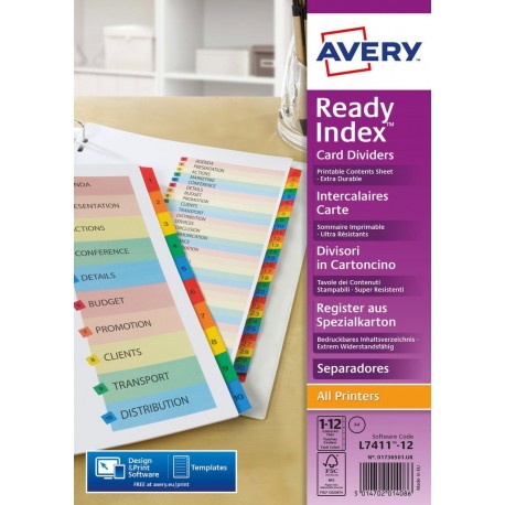 Avery Paper Dividers 01736501 12 Sep, Numeric - 3148240037213