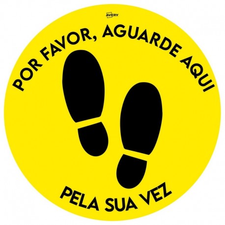 Avery Covid Round Label Aguarde Vez, Yellow - 8007827200844