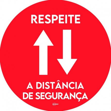 Avery Covid Round Label Distância Segurança, Red - 8007827200837