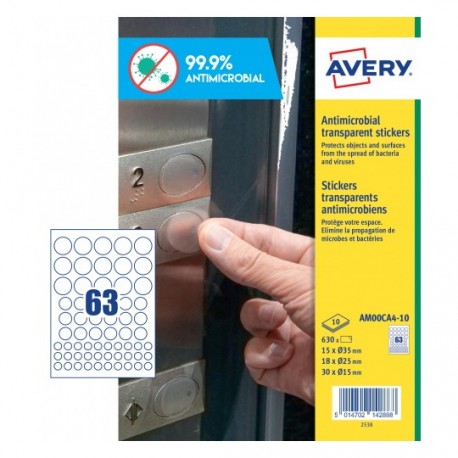 Avery Etiquetas antibacterianas A4 63x - 5014702142888
