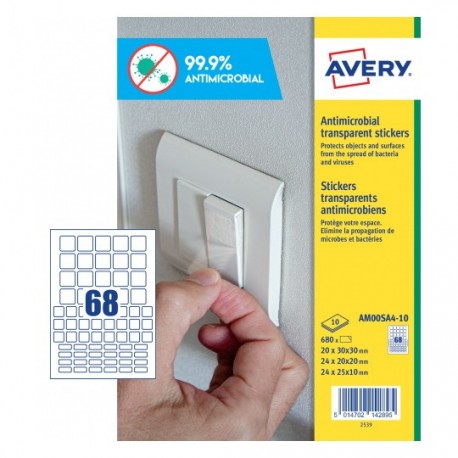 Avery Etiquetas antibacterianas A4 68x - 5014702142895