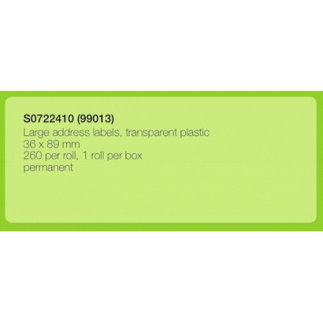 DYMO Etiquetas direcção 36x89 mm Transparente - 5411313990134