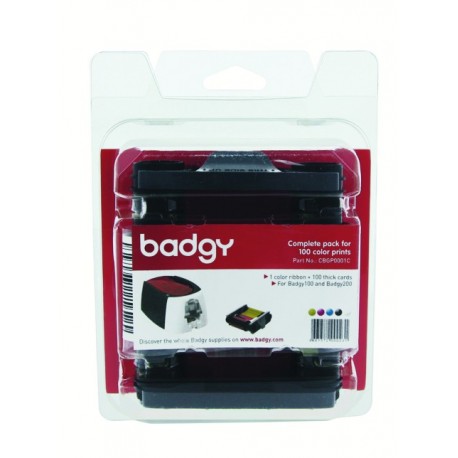 Evolis Badgy Consumable Pack, 1 Color Ribon YMCKO + 100 Thick Cards 0,76 mm - 3661572000231