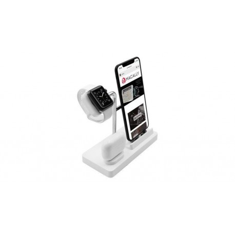 Macally Stand 3in1 Apple Watch/iPhone/AirPods White - 8720143040498