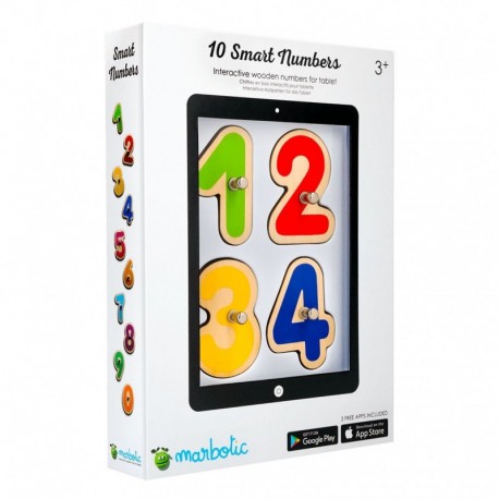 Marbotic Smart Numbers, 10 Peças Numéricas em Madeira e APP com 3 Jogos para iPad/tablet - 3770005884000