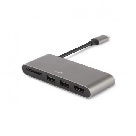 Moshi USB-C Multimedia Adapter Titanium Grey, HUB Adaptador USB-C, Slot Cartões de Memória SD, SDHC/XC UHS-I, HDMI 4K/1080p, USB 3.1 - 4713057252877