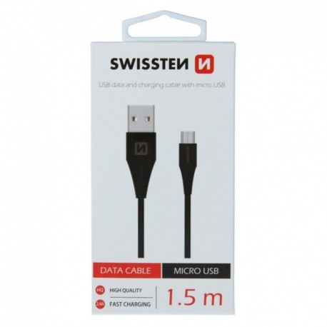 Swissten Cable USB - microUSB Black - 1.5m - 8595217460133