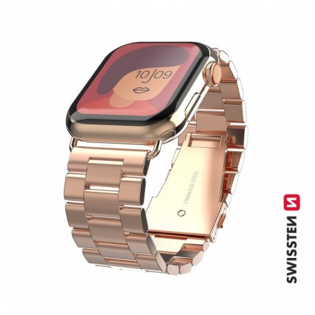 Swissten Metal Band for Apple Watch 38-40mm Rose Gold - 8595217477261