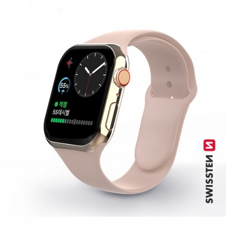 Swissten Silicone Band for Apple Watch 38-40mm Pink Sand - 8595217477124