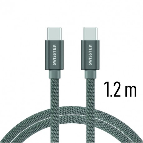 Swissten Textile Cable USB-C - USB-C 1.2m-grey - 8595217455979