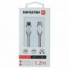 Swissten Textile Cable USB-C - USB-C 1.2m-silver - 8595217455986