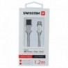 Swissten Textile Cable USB-Lightning 1.2m-silver - 8595217455764