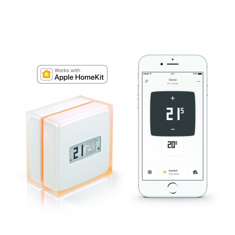 Netatmo Thermostat by Starck, Controlo Inteligente, Sem Fios, RF, Wi-Fi, 100 m, Bateria, Translúcido, Branco - 3700730500241