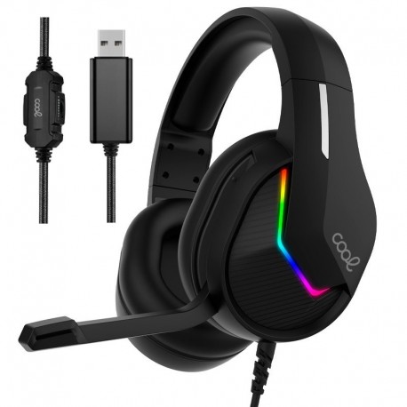 COOL Auriculares Stereo PC / PS4 / PS5 / Xbox Gaming Iluminação Storm Black USB 7.1 - 8434847046327