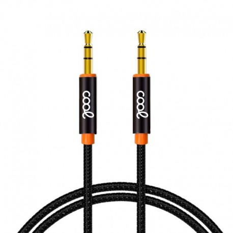 COOL Cabo Jack 3,5 mm a Jack 3,5 mm Audio-Audio Nylon Preto 1 m - 8434847034324