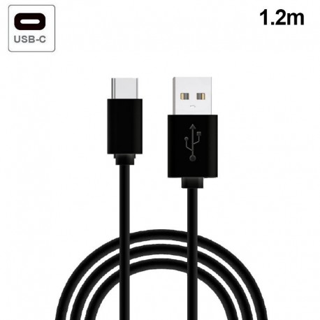 COOL Cabo USB Compatível Universal Tipo-C 1,2 metros Preto 2,4 A - 8434847027777
