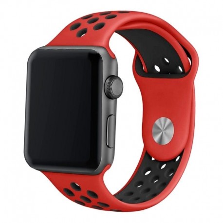 COOL Bracelete para Apple Watch Series 1 / 2 / 3 / 4 / 5 / 6 / 7 / SE 42 / 44 mm Sport Vermelho, Preto - 8434847045498