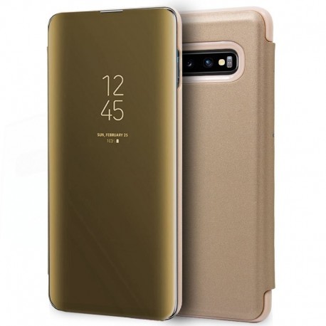COOL Capa Flip Cover para Samsung G973 Galaxy S10 Clear View Dourado - 8434847014371
