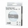 COOL Pen Drive USB 64 GB 3 em 1 Lightning / Tipo-C / Micro-USB Cinzento - 8434847046990