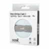 COOL Pen Drive x USB 128 GB 3 em 1 Lightning / Tipo-C / Micro-USB Cinzento - 8434847047027