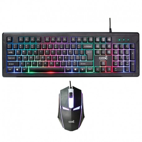 COOL Teclado Espanhol USB Cabo PC Kit Teclado Gaming + Rato Iluminação Florida - 8434847033396