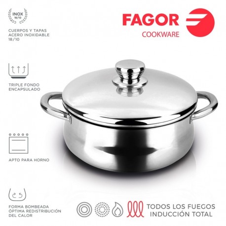 Fagor Caçarola Forma Tarte Inox Silverinox + Tampa 24 cm Inox 18/10 - 8429113801045