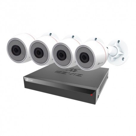 Ezviz EZ-CS-BN3424A0-E30 Kit Videovigilância, NVR PoE 4 Canais, 4 Câmaras 1080p, 2.8 mm, IR30m, IP66, HDMI, VGA, P2P - 6971744237530