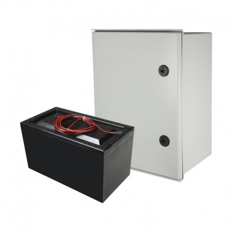 AJ-BATTERYBOX-7M Kit de Bateria com Caixa de Poliéster Não Recarregável, Pack BATT-75V-3000WH (Vateria) e BOX-403020-IP66 (Armário de Poliéster)