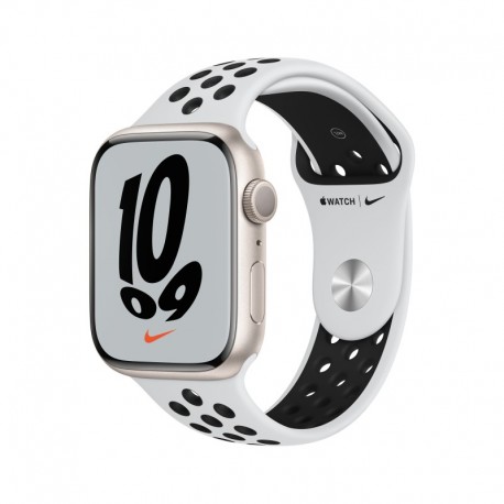 Apple Watch Nike Series 7 GPS 45mm Starlight Aluminium Case with Pure Platinum/Black Sport Band - 0194252595909