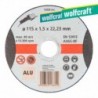 Wolfcraft Disco de Corte para Aluminio 115 x 1,5 x 22,23 mm 1668999 - 4006885166899