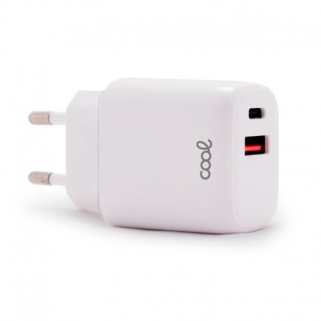 COOL Carregador Rede Universal Carregador Rápido PD Dual Tipo-C / USB 20 W Branco - 8434847058016