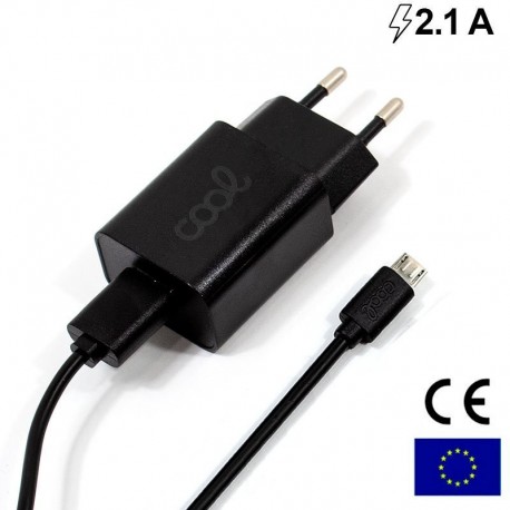 COOL Carregador Rede Conector Micro-USB Universal 2,1 A Kit 2 em 1 Preto - 8434847027807