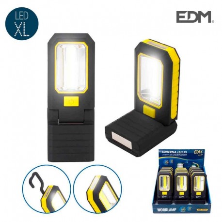 EDM Lanterna LED XL 3 LEDs de 200 lumens 12000/7500 K com Gancho e 3 Pilhas AAA Incluídas - 8425998363876
