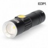 EDM Mini Lanterna com Zoom 1 LED 120 lumens 7500 K Recarregável USB Bateria Lítio Incluída Alcance 60 m - 8425998363883